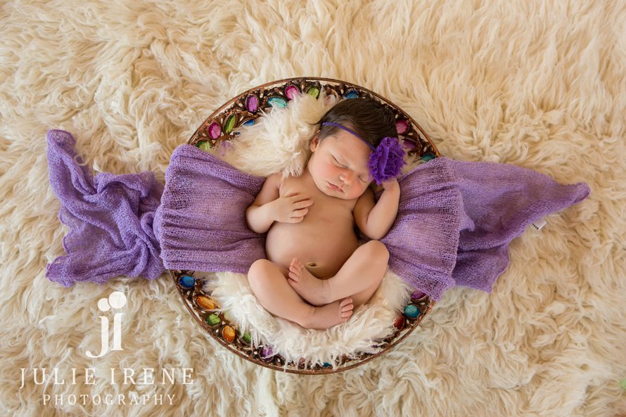 purple newborn photography basket