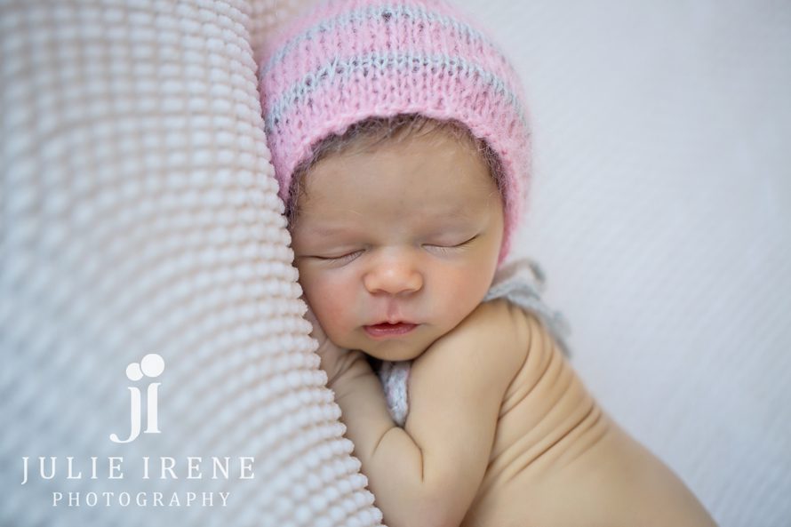 pink grey newborn baby photography