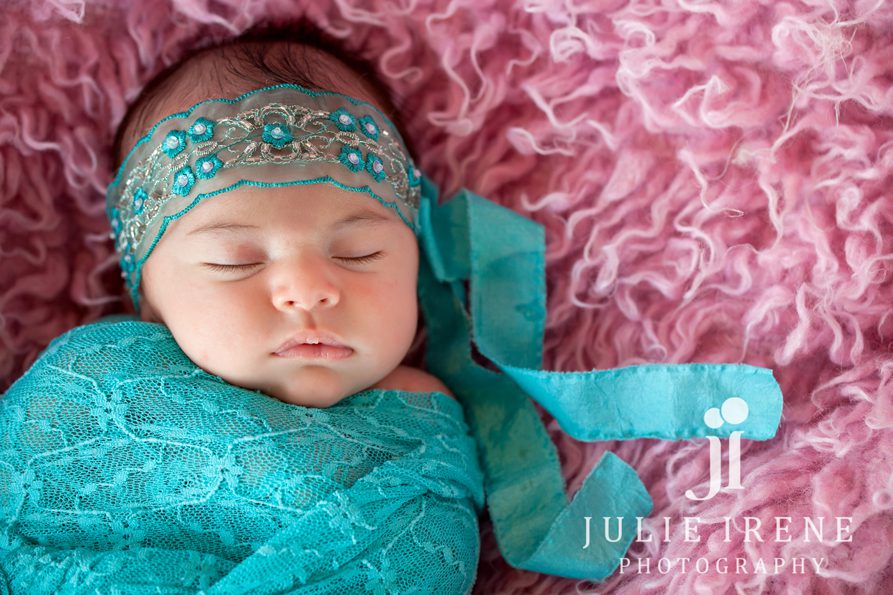 flokati pink and turquoise wrap newborn baby