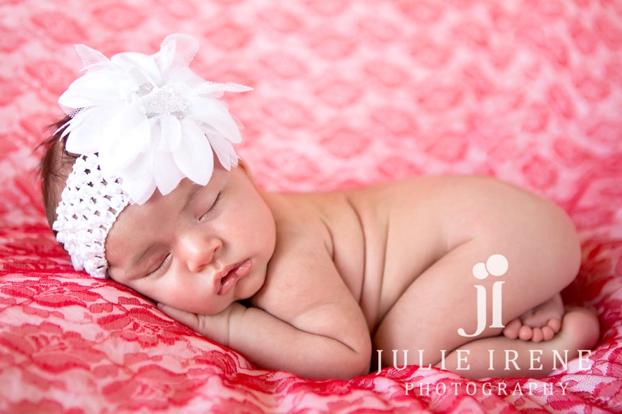 red lace newborn baby photography
