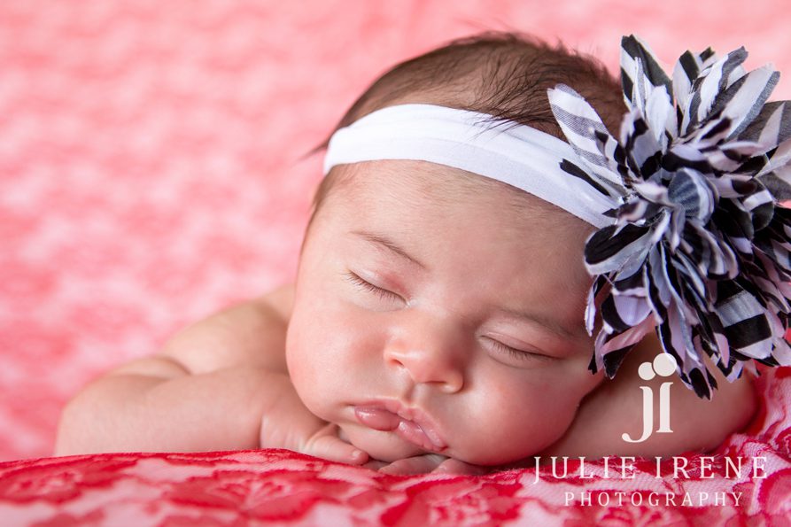 black white and red lace baby photography