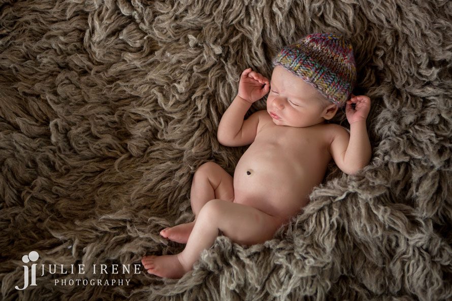knit newborn hat chilling