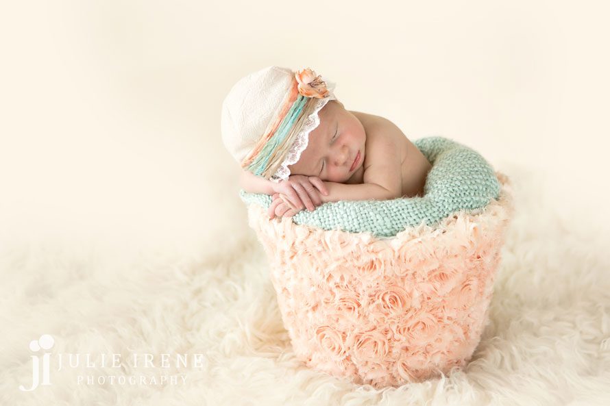 newborn girl bucket rose
