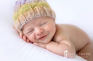rainbow knit hat smile newborn