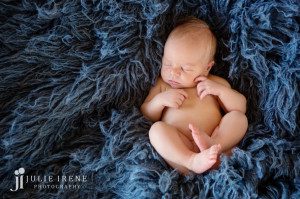 dark blue flokati newborn baby boy photo