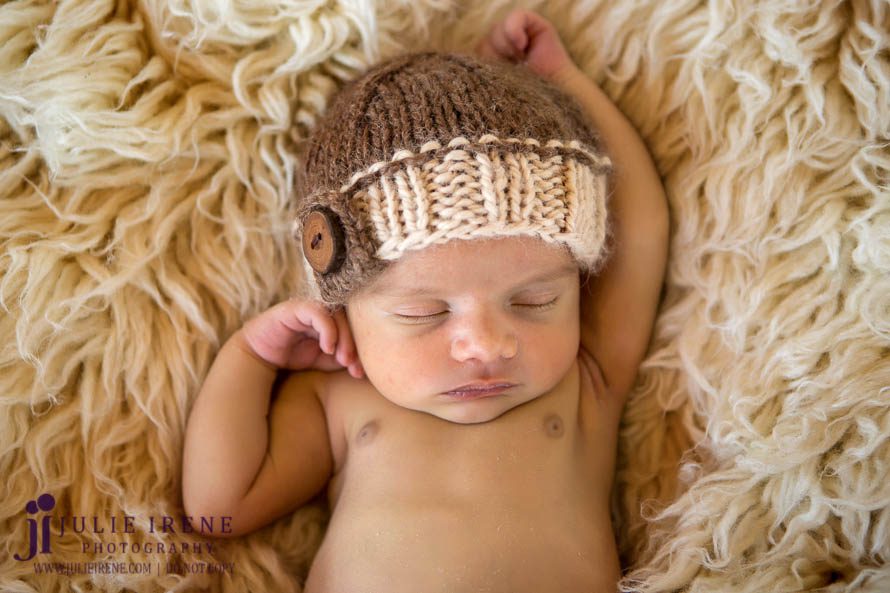 OC Baby Newborn Photo stretch boy brown hat