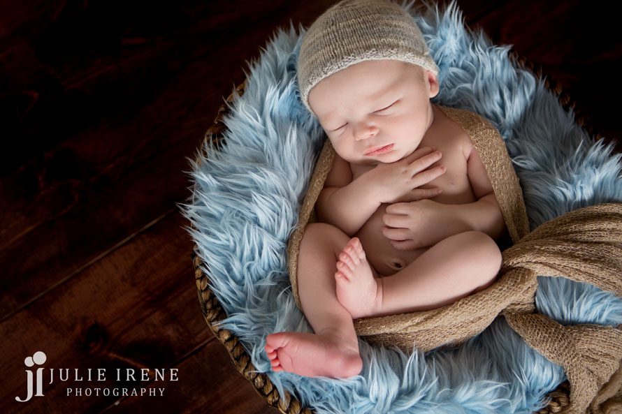 San Clemente newborn photographer blue blanket