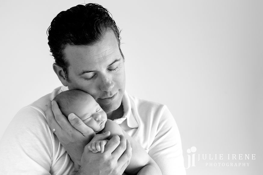 Father son newborn baby photography