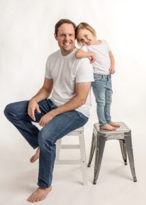 silly pictures with dad in studio