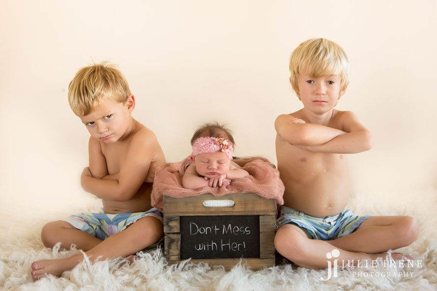 don't mess with her newborn girl photo