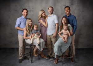 large family in photography studio