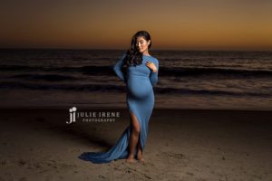fashion maternity session at sunset in southern california