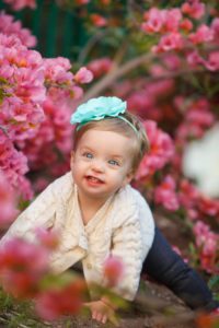 pink flowers baby girl family photography