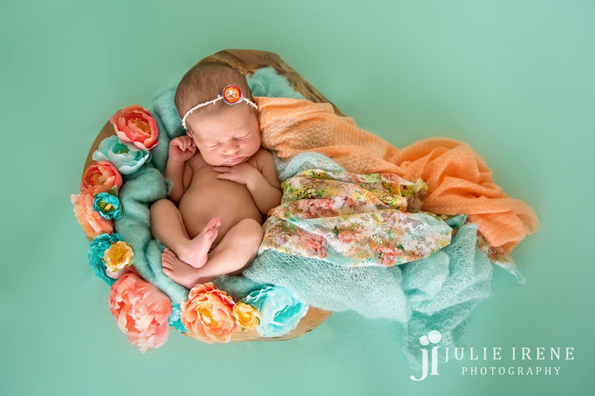 vibrant floral colors newborn baby photography orange county