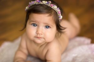 gorgeous piercing blue eyes of a baby girl