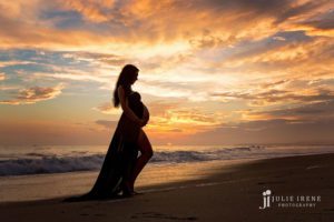 silhouette maternity photography orange county beach