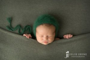 green sleepy time newborn photography