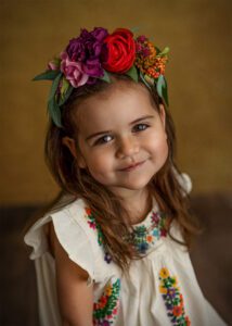 floral headpiece on a cute toddler
