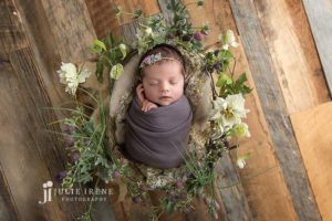ladera ranch newborn pictures with fake flowers